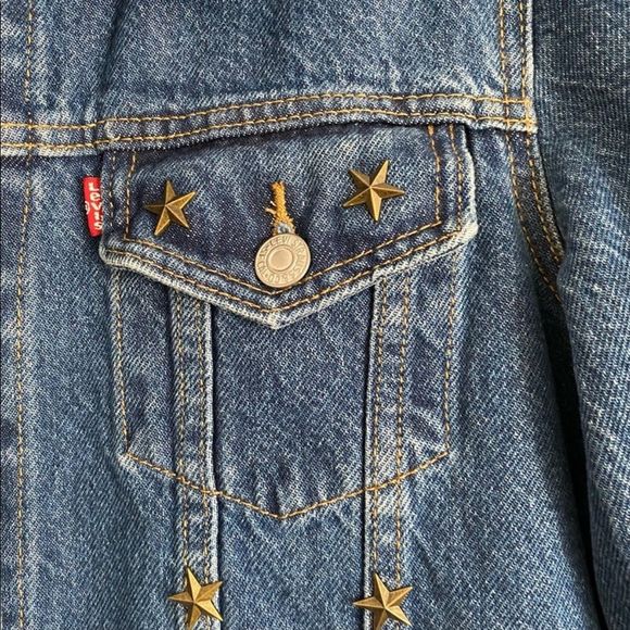 Levi's Original TruckerJean Denim Star Studded Jacket Button Front Classic - Picture 9 of 12
